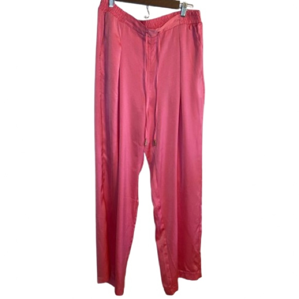 Rachel Roy women’s pink pleated drawstring lounge pants. Barbiecore Lagenlook
